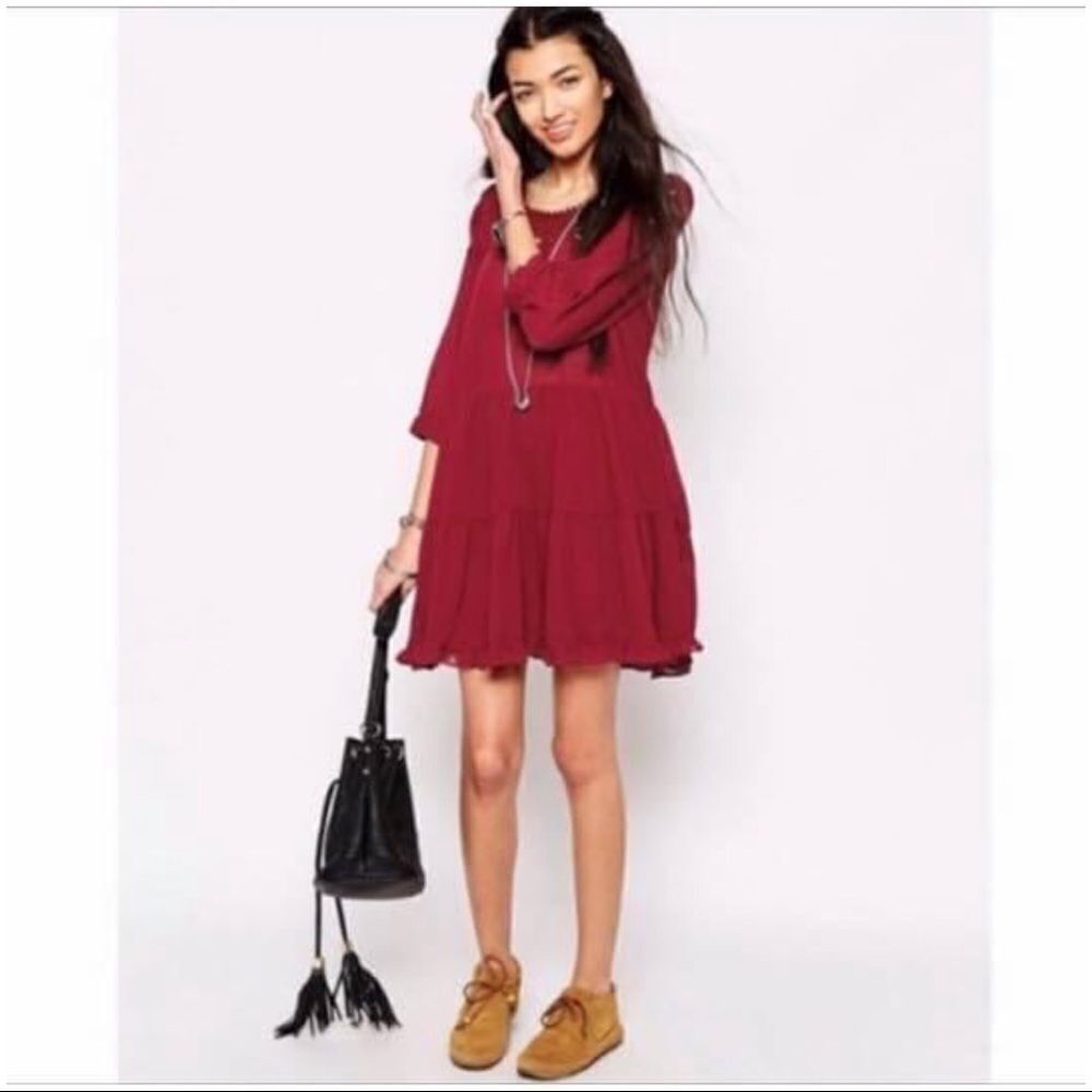 𝅺FREE People Embroidered  Mini Dress